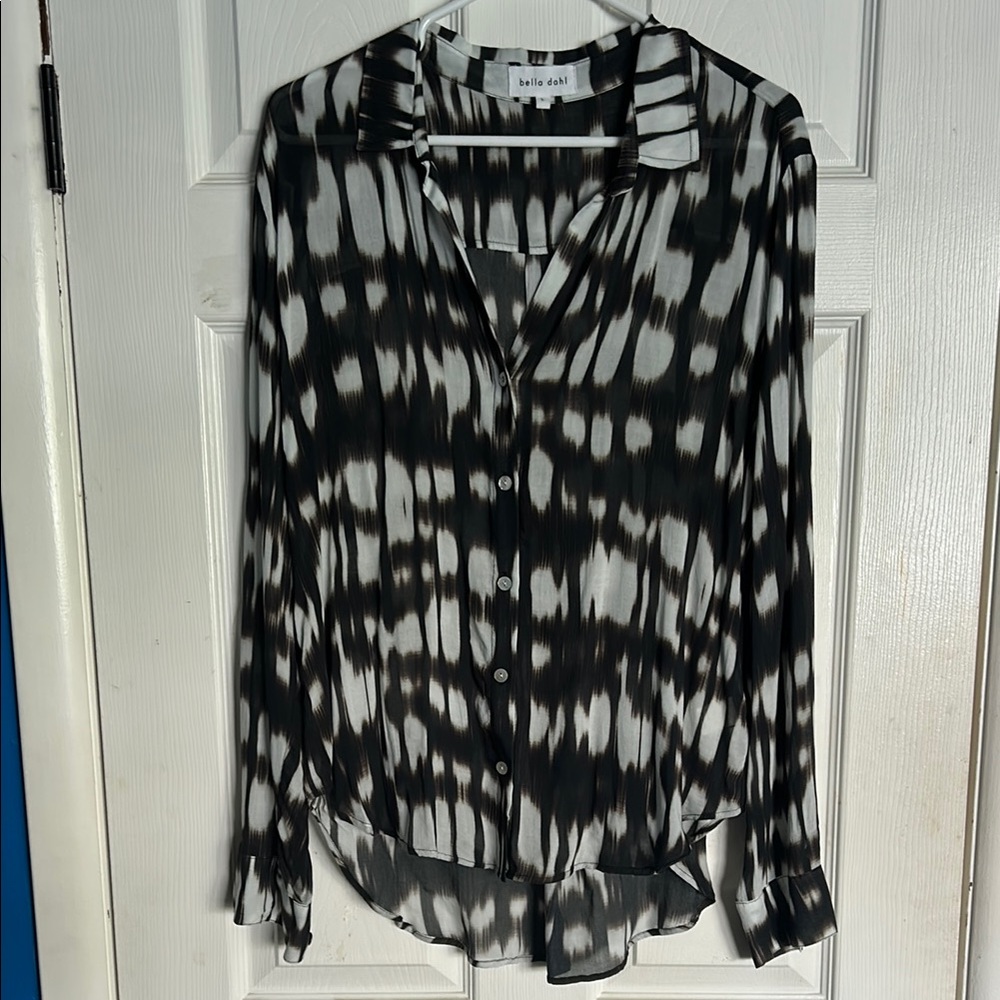 Bella Dahl Sheer Black and White Blouse